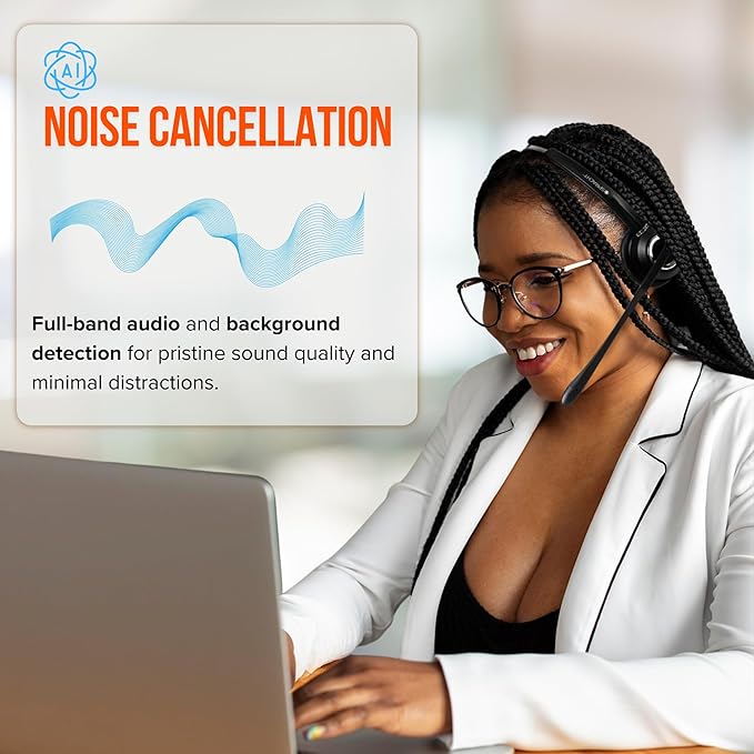 Spracht Wireless Headset - Dual Ear DECT Headset with Mic for Work, 350FT Range, 21 Hour Talk Time, Lightweight, Noise Cancellation, Ideal for Work From Home & Office Workers, Telephone Only HS-2019