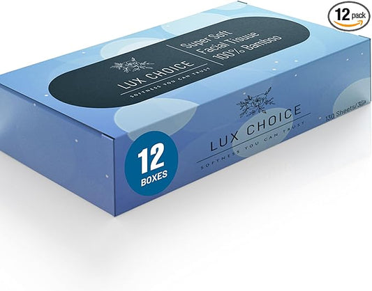 Bamboo Facial Tissues – 130 Tissues, 3 Ply,12 Boxes (1560 Total), Ultra Soft, Eco-Friendly & Hypoallergenic – for Home, Baby Care & Sensitive Skin