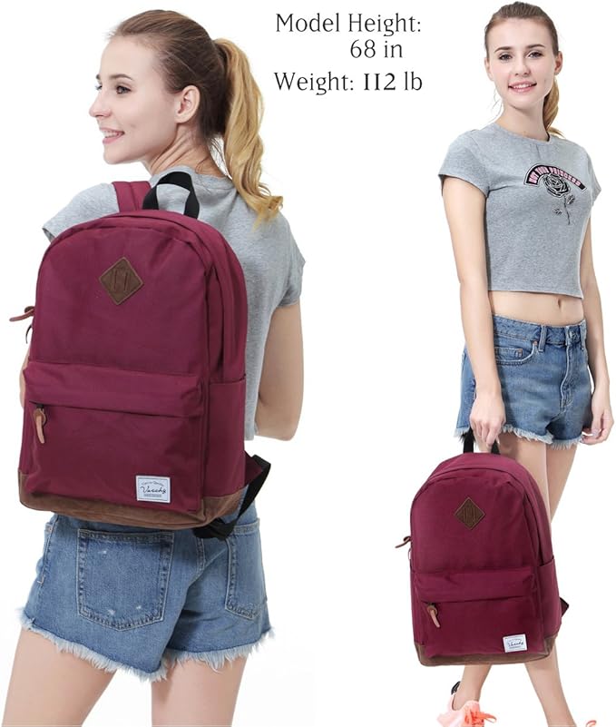 Backpack for Men Women,VASCHY Classic Water-resistant Lightweight Travel School Backpack Casual Daypack