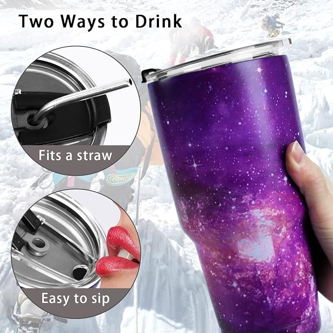 SYACOT 30oz Tumbler Double Wall Stainless Steel Vacuum Insulated Travel Mug with Splash-Proof Lid Metal Straw and Brush
