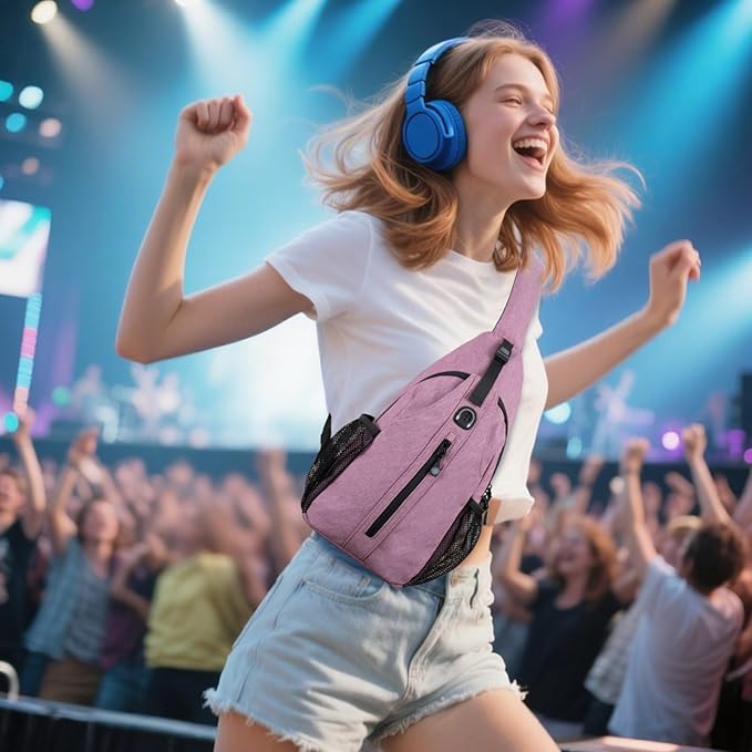 LEDAOU Crossbody Sling Bag Anti-Theft Sling Backpack Cross Body Shoulder Chest Bag Fanny Pack Travel Hiking (Purple)