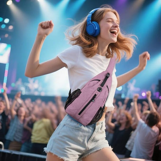 LEDAOU Crossbody Sling Bag Anti-Theft Sling Backpack Cross Body Shoulder Chest Bag Fanny Pack Travel Hiking (Purple)