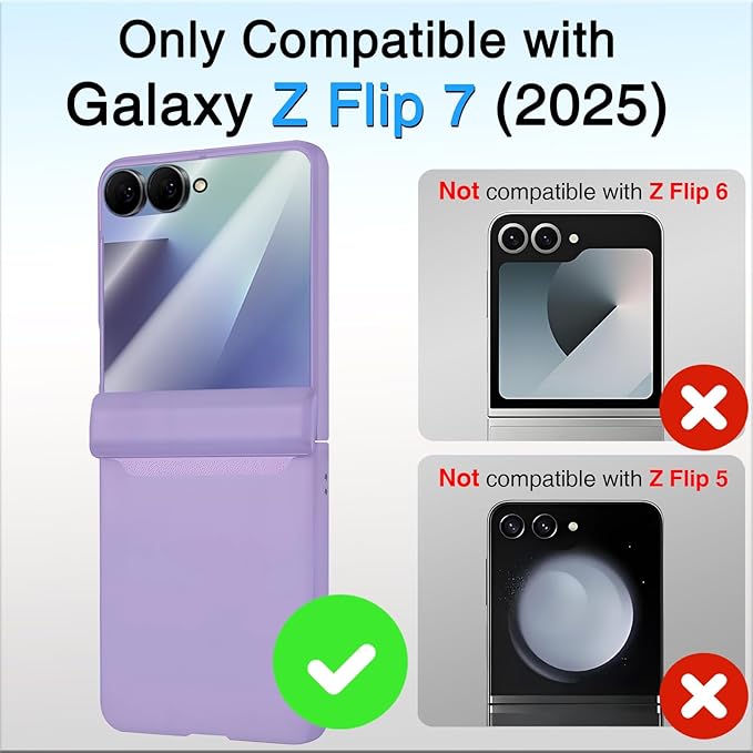 STORMTAL for Samsung Galaxy Z Flip 7 Case, Hinge Protection, Built-in Screen Protector, Wireless Charging, Shockproof, Slim Rugged Phone Protective Case for Galaxy Z Flip 7 Purple