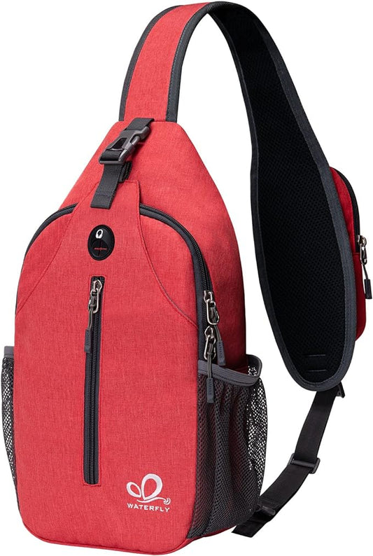 WATERFLY Crossbody Sling Backpack Sling Bag Travel Hiking Chest Bag Daypack