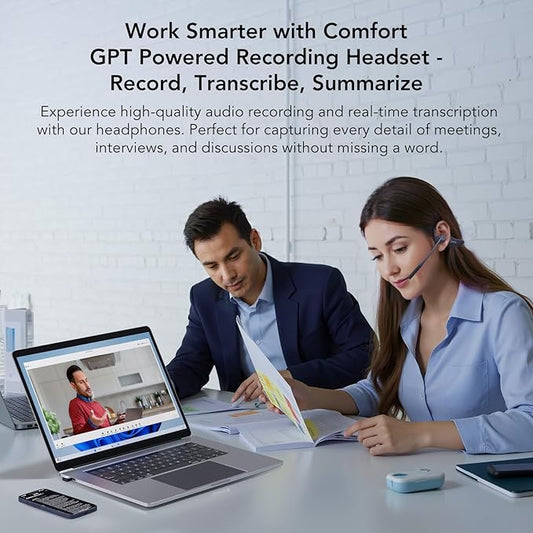 MemPod Pro 2S Voice Recorder Headset, Open Ear Bluetooth Headphones with Mic, ChatGPT Powered Transcribe & Summarize, Dongle, App Control, Support 97 Languages, for Lectures, Meetings, Calls
