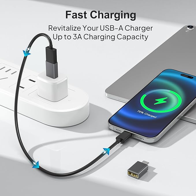 Elebase USB C to USB Adapter 4Pack,USBC Male to USB 3.0 Female MacBook Pro Air Adaptor,Type C Thunderbolt 3 OTG Converter for Flash Thumb Drive,Apple iPhone 17 16 16e 15,iPad mini,Mac,Samsung S25 S24