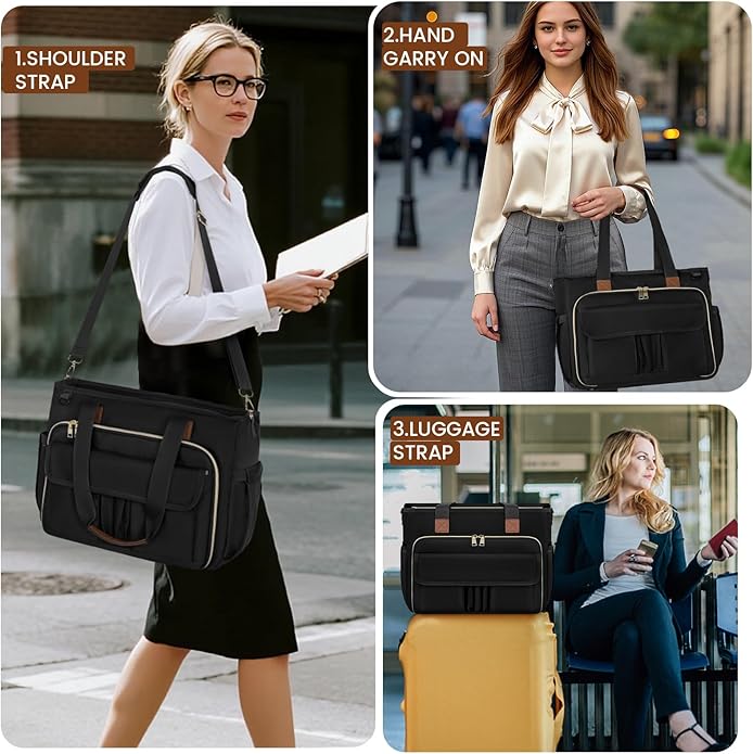 RAINSMORE Teacher Tote Bag 15.6 inch Laptop Bag for Women Work Bags Nurse Bag Lightweight Laptop Tote Computer Briefcase