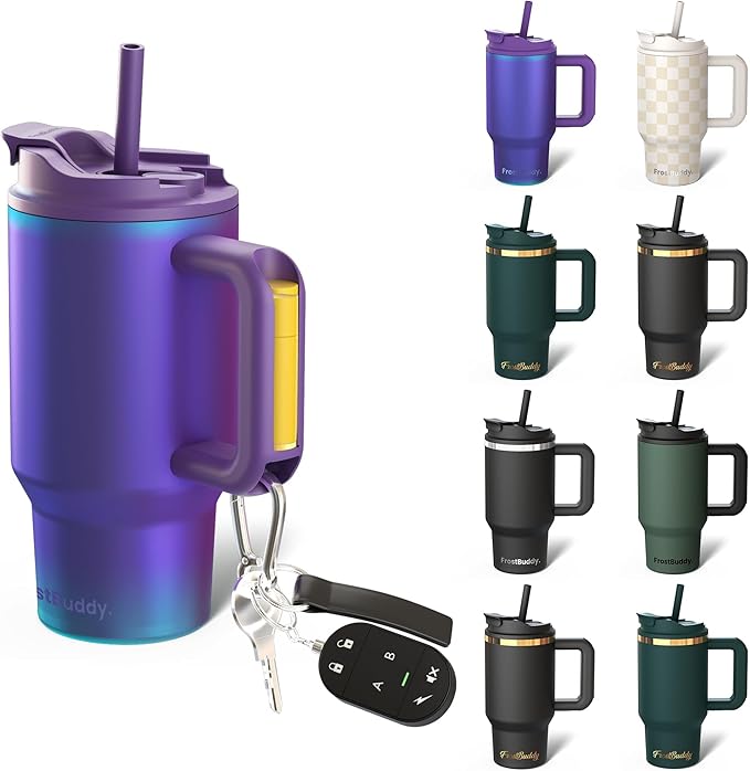 Frost Buddy Thicc Buddy - 16 oz Stainless Steel Vacuum Insulated Tumbler with Lid and Straw for Water - Travel Mug Cupholder Friendly - Gifts for Women Men Him Her (Nebula)