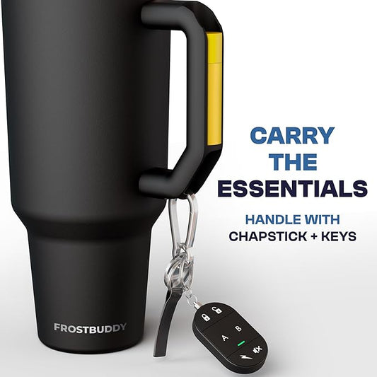 Frost Buddy Thicc Buddy - 50 oz Stainless Steel Vacuum Insulated Tumbler with Lid and Straw for Water - Travel Mug Cupholder Friendly - Gifts for Women Men Him Her (Charcoal)