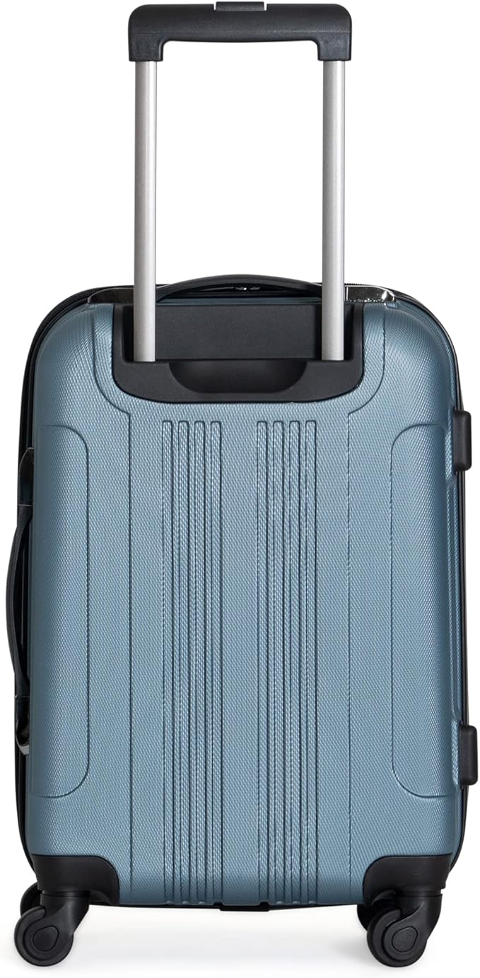 Kenneth Cole REACTION Out of Bounds Lightweight Hardshell 4-Wheel Spinner Luggage, Granite Blue, 24-Inch Checked