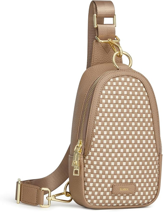 Kattee Sling Crossbody Bag for Women, Leather Fanny Pack Crossbody Sling Bags, RFID Purse Chest Bag Small Daypack for Women