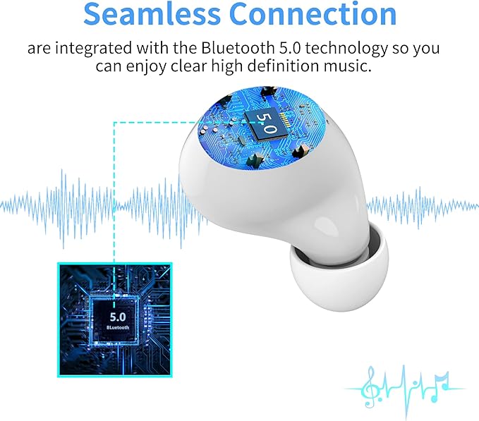 Wireless Earbuds,Bluetooth 5.0 in Ear Headphones with Microphone Lightweight,Noise Cancellation,3D Surround Stereo Earphones for Girl Gift,Long Life Portable Mini Charging Case
