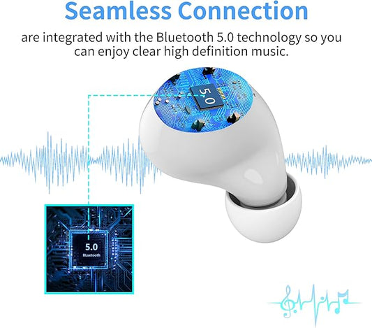 Wireless Earbuds,Bluetooth 5.0 in Ear Headphones with Microphone Lightweight,Noise Cancellation,3D Surround Stereo Earphones for Girl Gift,Long Life Portable Mini Charging Case