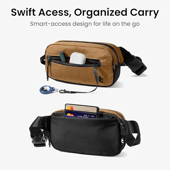 tomtoc 1.5L X-Pac Sling Bag with RFID Blocking, Crossbody Bag Minimalist Chest Shoulder Pack for Men/Women, Water-resistant Lightweight Casual Funny Pack for Travel, Daily Commute