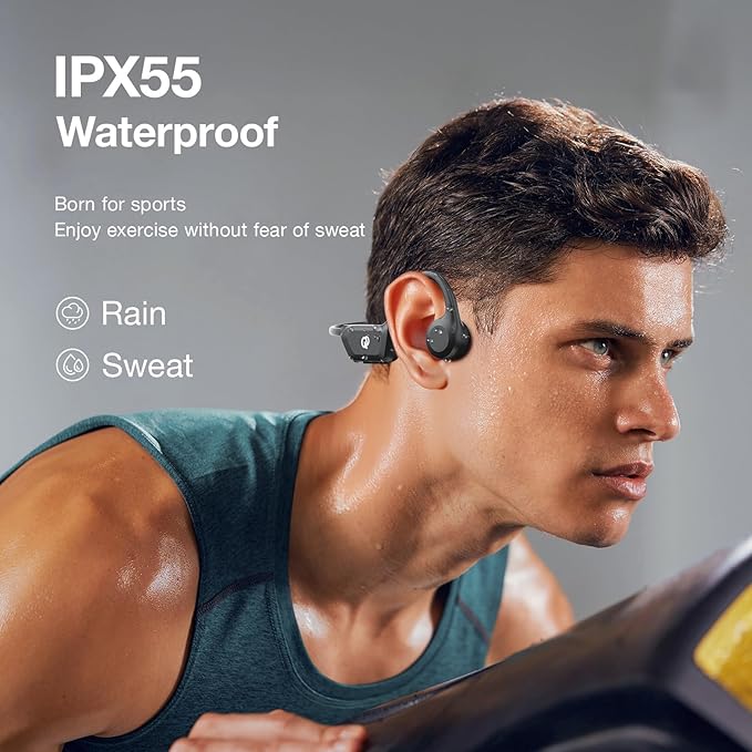 Bone Conduction Headphones, Open Ear Headphones Wireless Bluetooth with Mic, Superior Sound Running Headphones 10H Playtime, Comfortable Fit Waterproof for Music, Workouts, Travel