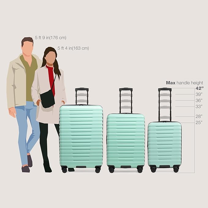 U.S. Traveler Boren Polycarbonate Hardside Rugged Travel Suitcase Luggage with 8 Spinner Wheels, Aluminum Handle, Mint, Carry-on 22-Inch, USB Port