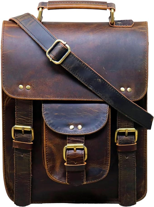 jaald Genuine Leather Messenger Bag Vintage Laptop Crossbody Bag Satchel Man Purse Shoulder Bag for man woman office bag