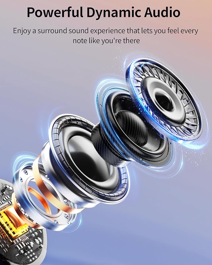 Bluetooth Earbuds 80H Playtime Wireless Headphones with Earhooks, Over-Ear Sports Earbuds with Charging Case & LED Display, Deep Bass IPX7 Waterproof Earphones for Workout, TV, Phone, Laptop