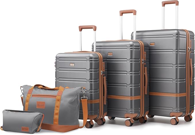 Luggage Sets 3 Piece with spinner wheels, PC+ABS Hard Shell Travel Luggage,Lightweight Carry-on suitcases with TSA Lock,YKK Zippers (Gray)