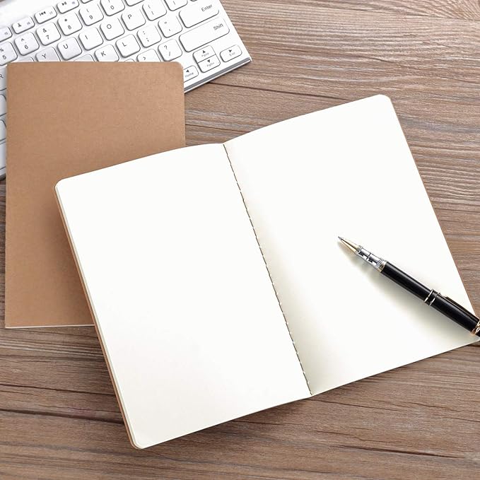 12 Pack Notebook Journals for Travelers, Students and Office, Writing Sketchbook Memo Diary Subject Notebooks Planner with Blank Paper, 60 Pages, 30 Sheets, 8.3x5.5 inch, A5 Size, Travel Journal Set