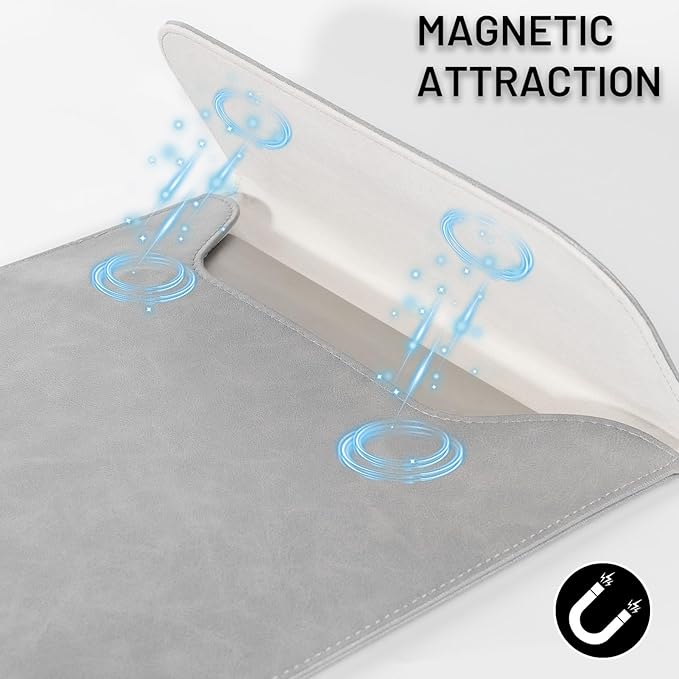 Allinside 13-13.3 inch Laptop Sleeve Case for MacBook Pro 14 2021-2024/MacBook Air 13 2010-2017/MacBook Pro 13 2010-2015, Waterproof PU Leather Laptop Sleeve Bag Protective Vertical Case Cover, Gray