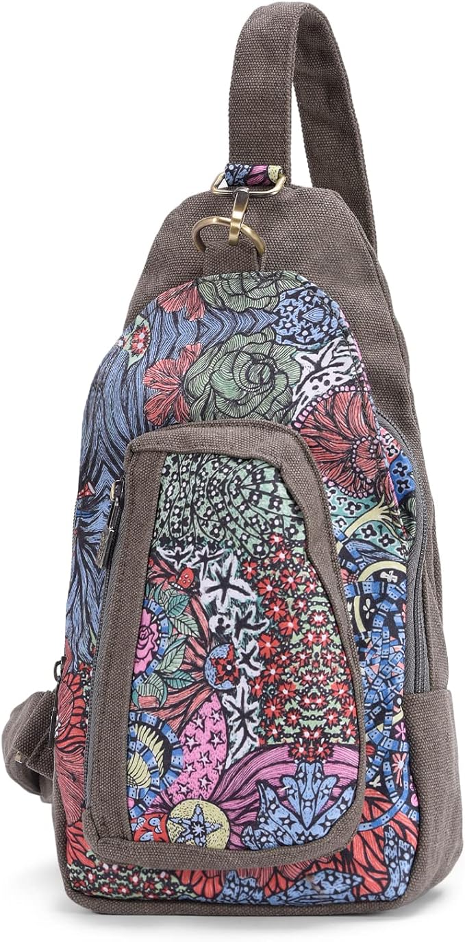 Black Butterfly Canvas Chest Bag, Small Chest Pack, Crossbody Bag for Travel, Inclined Shoulder Bag