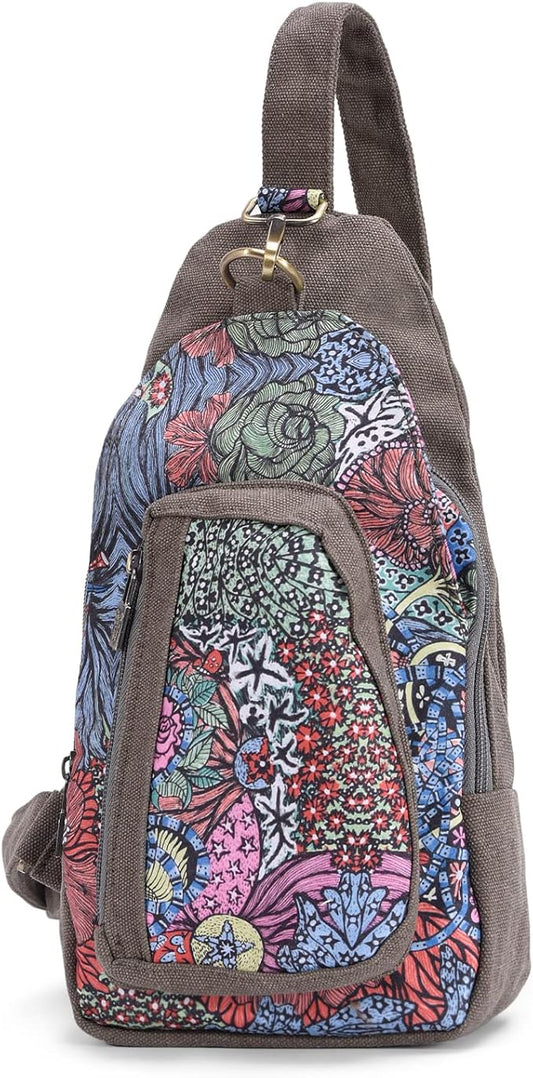 Black Butterfly Canvas Chest Bag, Small Chest Pack, Crossbody Bag for Travel, Inclined Shoulder Bag