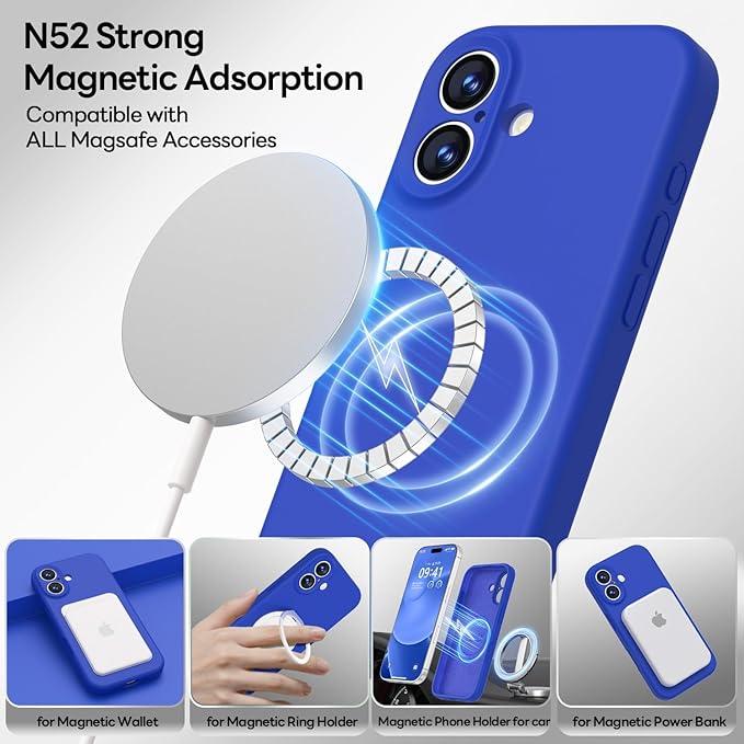 LOVE 3000 Designed for iPhone 17 Case, Premium Silicone [Compatible with Magsafe][Soft Anti-Scratch Microfiber Lining] Shockproof Protective Phone Case for Men Women 6.3", Klein Blue