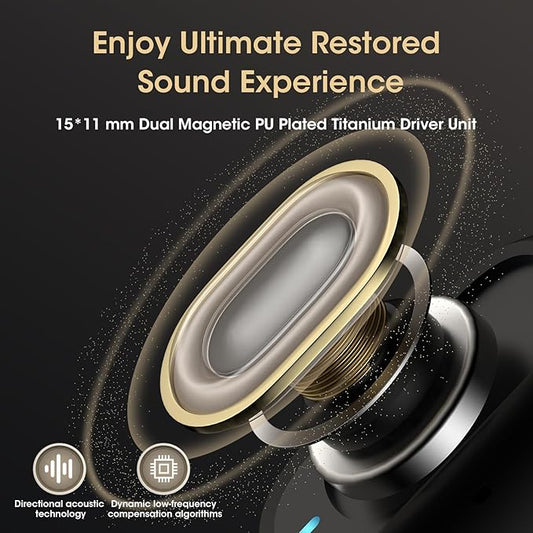 Open Ear Headphones, Bluetooth 5.4 Wireless Headphones with Earhook, Stereo Sound by Runway-Type Speaker, 3 EQ Modes, 48H Play, Lightweight, Comfort Wireless Earbuds for Running Sport Workout (Black)