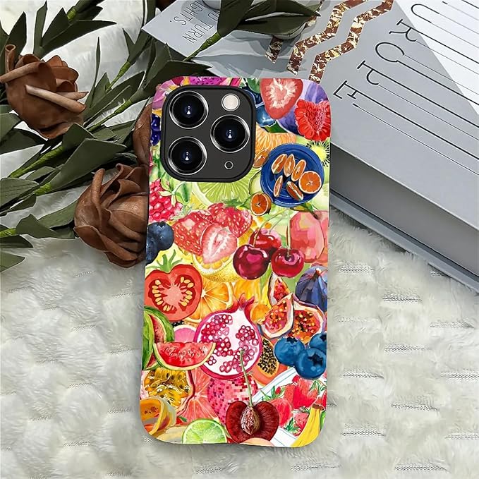 Case for iPhone 11 Pro Max,Summer Fruit Collage for Woman Men Full Body Protective Cover Shockproof 2 in 1 Silicone + Hard PC Case for iPhone 11 Pro Max