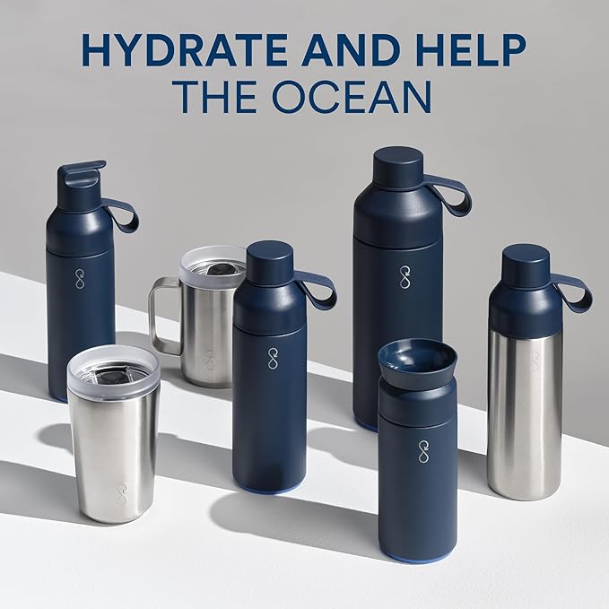 Ocean Bottle Original 25 oz | Stainless Steel Water Bottle | Reusable & Sustainable | Keeps Drinks Cold & Hot | Eco Friendly Gift (Obsidian Black)