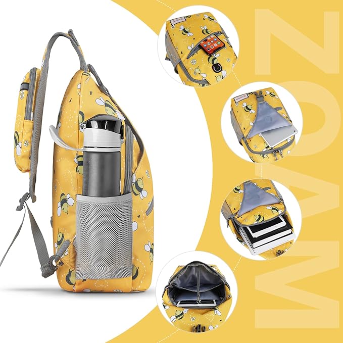 ZOMAKE Sling Bag,Small Crossbody Sling Backpack,Water Resistant Shoulder Daypack for Travel,Anti Thief Chest Bag for Hiking(Bee Yellow)