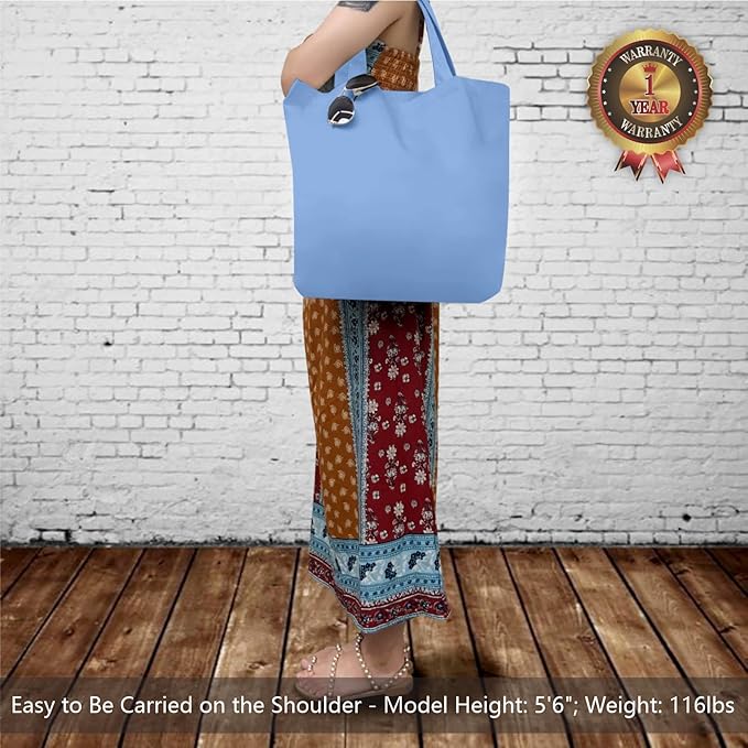 TOPDesign 1-Pack Super Strong Large 12oz Cotton Canvas Tote Bag, Reusable Grocery Shopping Cloth Bag, Fashionable Two-Tone Tote for Crafts, DIY Your Creative Designs