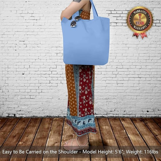 TOPDesign 1-Pack Super Strong Large 12oz Cotton Canvas Tote Bag, Reusable Grocery Shopping Cloth Bag, Fashionable Two-Tone Tote for Crafts, DIY Your Creative Designs