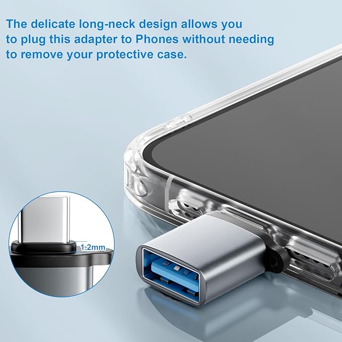 USBC to USB Adapter 6 Pack,USB C to A Adapter,USBC Male to USBA Female,USBC Adapters for iPhone 16 15,MacBook Pro Air,iPad,Samsung Galaxy,Grey