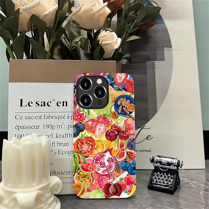 Case for iPhone 12/12 Pro,Summer Fruit Collage for Woman Men Full Body Protective Cover Shockproof 2 in 1 Silicone + Hard PC Case for iPhone 12/12 Pro
