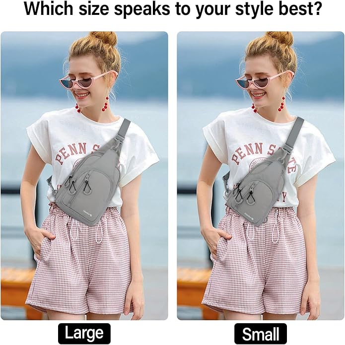 Hanke Crossbody Sling Bag for Women Men, Casual Cross Body Sling Bags, Lightweight Chest Bag for Outdoor Hiking Travel