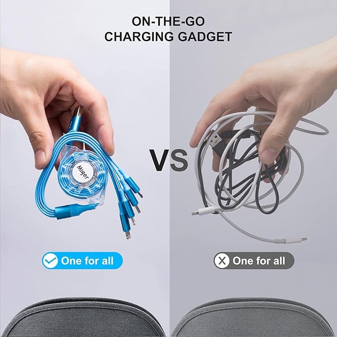 Multi Charging Cable 4A,Retractable Charger Cable [2Pack 4Ft] Multi Charging Cord 4 in 1 Fast Charger Cord with Lightning/Type C/Micro USB Port for Cell Phones,iPhone,iPad,Samsung Galaxy,PS,Tablets