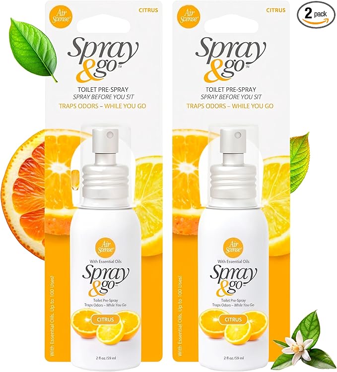 Air Scense Spray & Go Before-You-Sit Toilet Spray, Original Citrus, 2 Fl Oz, (2 Pack)