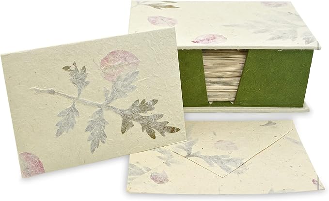 Kathmandu Valley Co. Nepali Cherish Greeting Card & Envelope Box Set with Handmade Lokta Paper from Nepal, 25 Cards (Forest Wanderer)