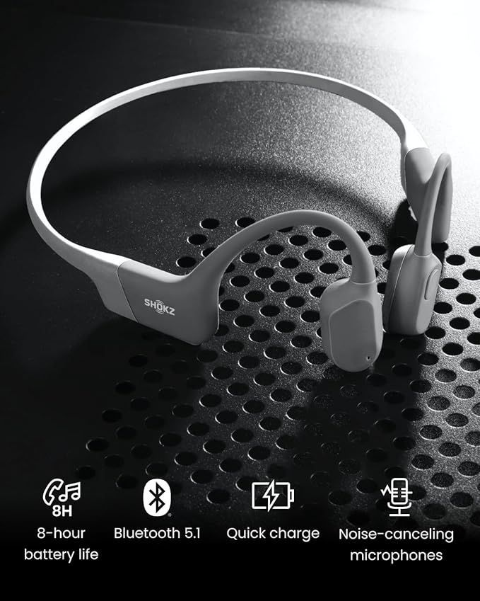 SHOKZ OpenRun (AfterShokz Aeropex) - Open-Ear Bluetooth Bone Conduction Sport Headphones - Sweat Resistant Wireless Earphones for Workouts and Running - Built-in Mic, with Headband