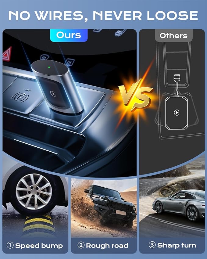 AuroraLink Wireless Carplay & Android Auto Adapter 2-in-1 Stable & No Delay Carplay Wireless Adapter Convert Wired to Wireless Car Play Dongle for iOS 10+/Android 11+ (Grey)