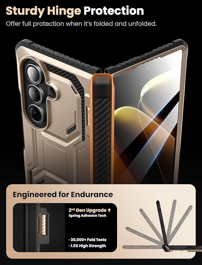 i-Blason Armorbox for Samsung Galaxy Z Fold 7 Case with Stand [Tempered Glass Screen Protector] [Hinge Protection] Full-Body Heavy Duty Rugged Shockproof Protective Case for Z Fold 7 (Desert)