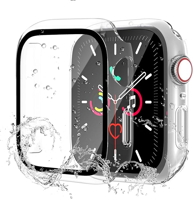 Waterproof Case for Apple Watch Series 9 Series 7 8 45mm, Built-in Screen Protector with Tempered Glass [Touch Sensitive] Cover for iWatch S9/S8/S7 Accessories 45mm, Clear