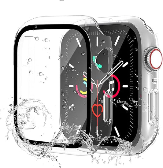 Waterproof Case for Apple Watch Series 9 Series 7 8 45mm, Built-in Screen Protector with Tempered Glass [Touch Sensitive] Cover for iWatch S9/S8/S7 Accessories 45mm, Clear