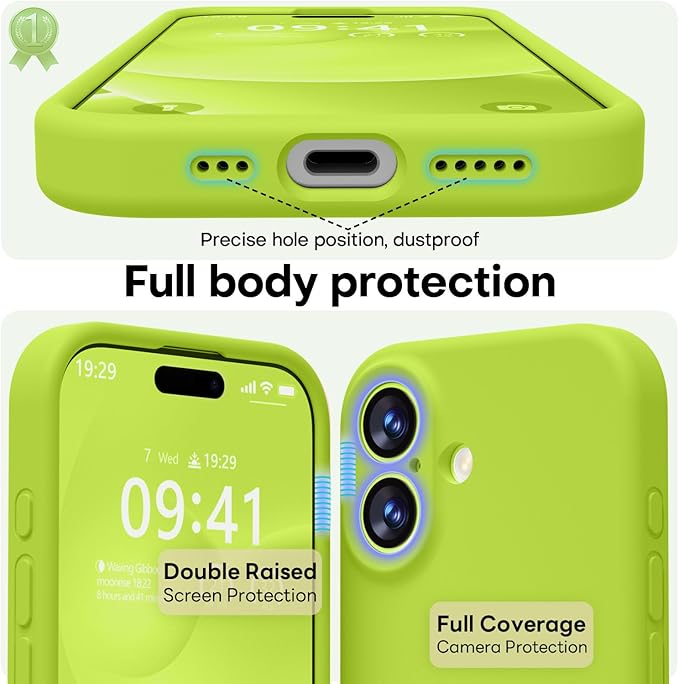 LOVE 3000 Designed for iPhone 17 Case, Premium Silicone [Compatible with Magsafe][Soft Anti-Scratch Microfiber Lining] Shockproof Protective Phone Case for Men Women 6.3", Fluorescent Green