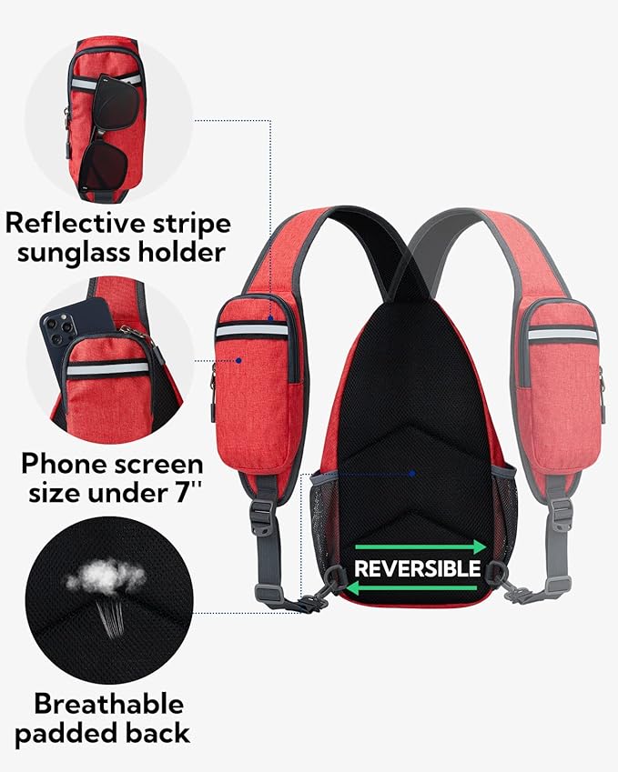 WATERFLY Crossbody Sling Backpack Sling Bag Travel Hiking Chest Bag Daypack