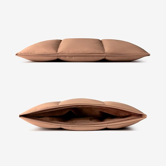 Comfyable Puffy Laptop Sleeve 13 Inch 14 Inch, Quilted Puffer Laptop Carrying Case, Pillow Case Compatible with MacBook Air M4 2025 M3 M2 M1, MacBook Pro M4 Pro/Max, Brown