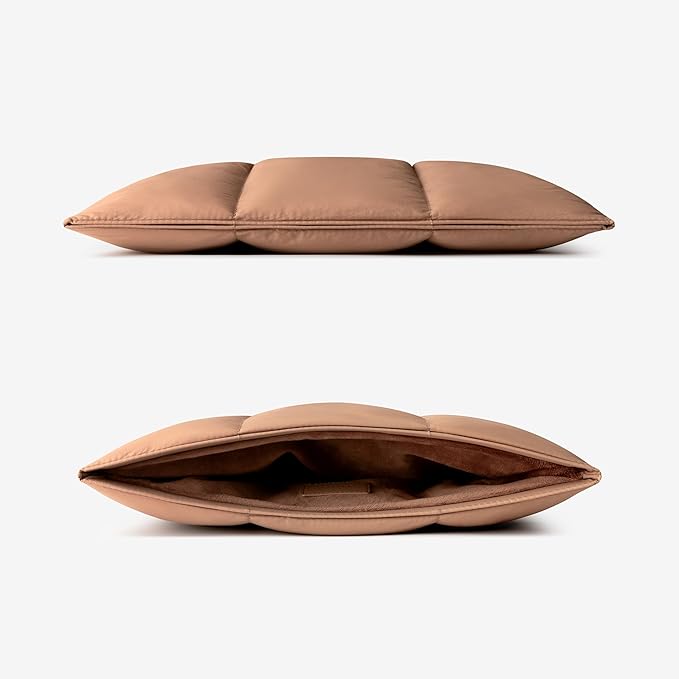 Comfyable Puffy Laptop Sleeve 15 Inch 16 Inch, Quilted Puffer Laptop Carrying Case, Pillow Pouch Compatible for MacBook Air 15 in M4 2025 & MacBook Pro 16 in M4 2024, Brown