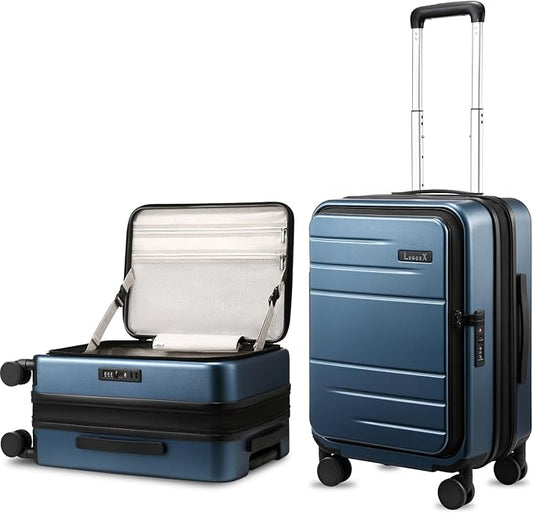 Carry On Luggage Top Opening, FLO-Lite Expandable Polycarbonate Hard Shell Suitcase with Wheels(FLT, Blue, 20 Inch, 38L-43L)
